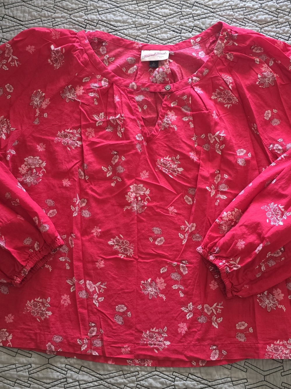Universal Thread Hot Pink Floral Long-Sleeve Blouse